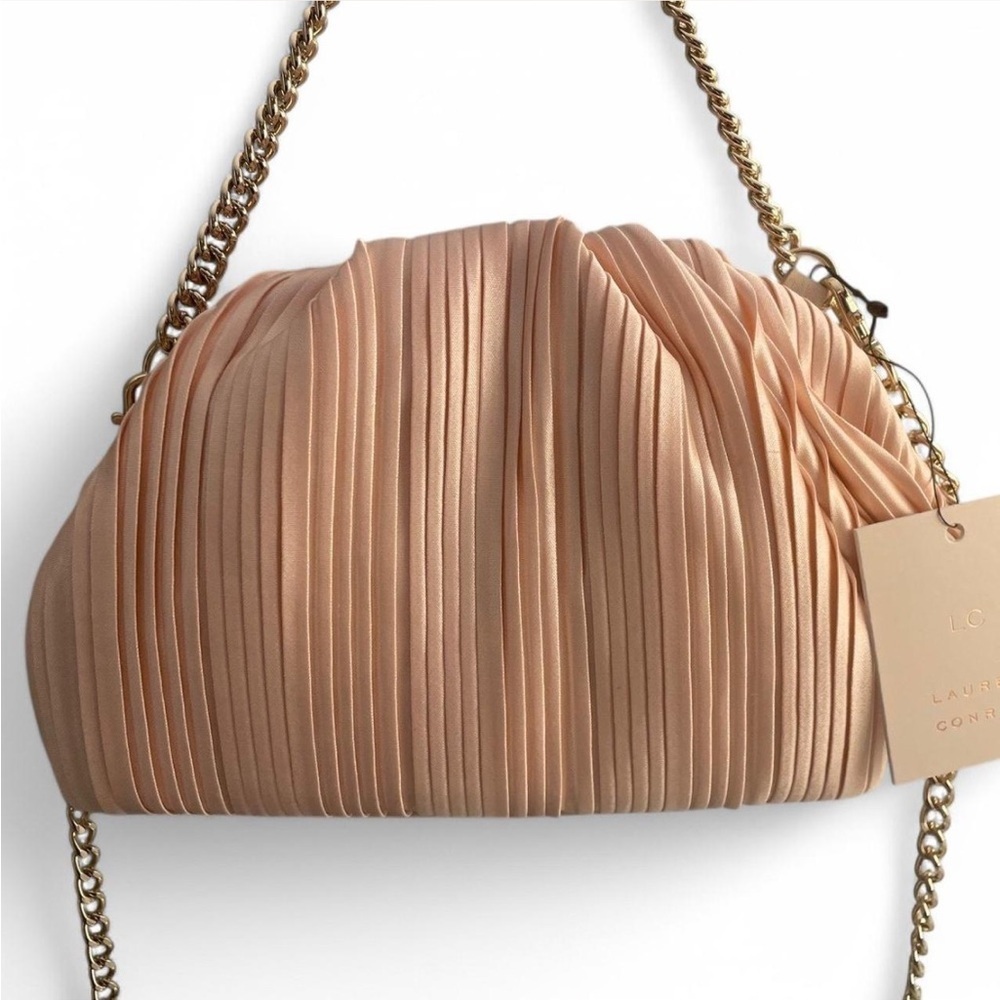 LC Lauren Conrad Molly Ruched Clutch - Blush Pleated NWT - Picture 5 of 5